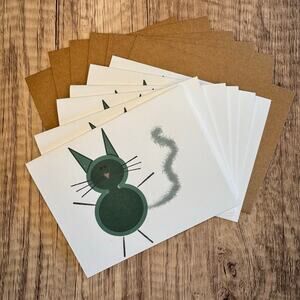 Greeting Cards Blank Notes Thank You Cards Cat Lover 6 w/Envelopes Custom Art